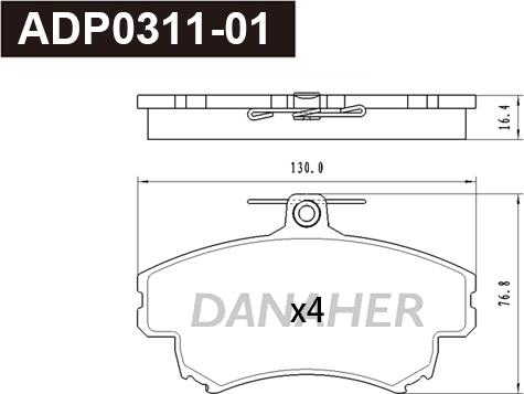 Danaher ADP0311-01 - Set placute frana,frana disc aaoparts.ro