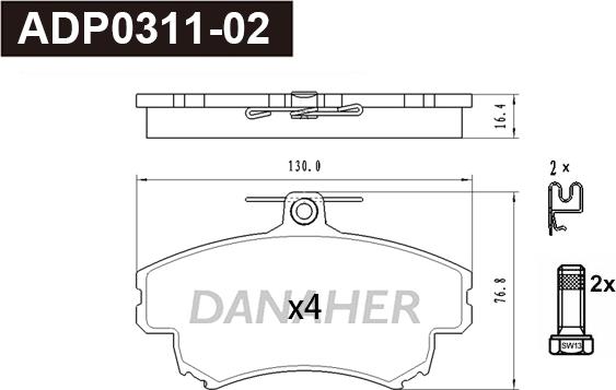 Danaher ADP0311-02 - Set placute frana,frana disc aaoparts.ro