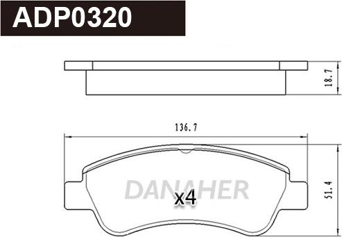 Danaher ADP0320 - Set placute frana,frana disc aaoparts.ro