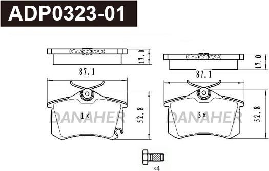 Danaher ADP0323-01 - Set placute frana,frana disc aaoparts.ro