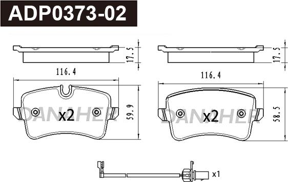 Danaher ADP0373-02 - Set placute frana,frana disc aaoparts.ro