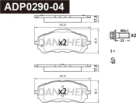 Danaher ADP0290-04 - Set placute frana,frana disc aaoparts.ro