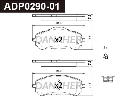 Danaher ADP0290-01 - Set placute frana,frana disc aaoparts.ro