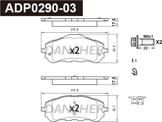 Danaher ADP0290-03 - Set placute frana,frana disc aaoparts.ro