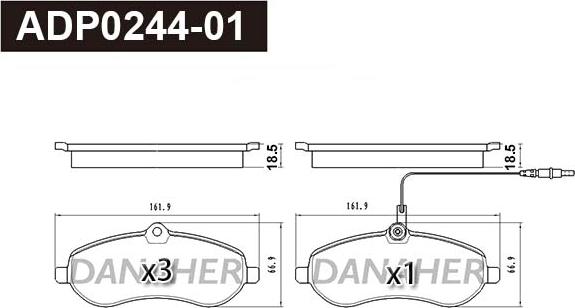 Danaher ADP0244-01 - Set placute frana,frana disc aaoparts.ro