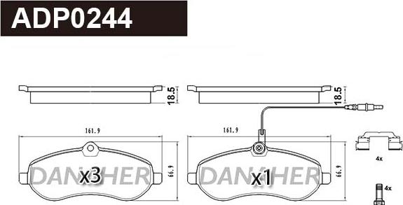 Danaher ADP0244 - Set placute frana,frana disc aaoparts.ro