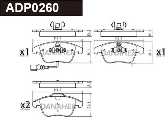 Danaher ADP0260 - Set placute frana,frana disc aaoparts.ro