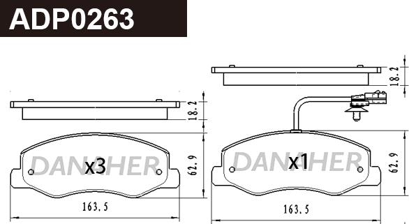 Danaher ADP0263 - Set placute frana,frana disc aaoparts.ro
