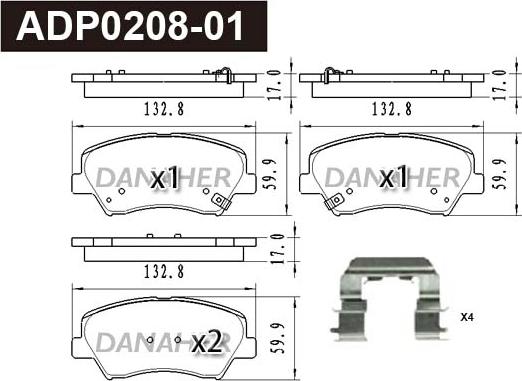Danaher ADP0208-01 - Set placute frana,frana disc aaoparts.ro