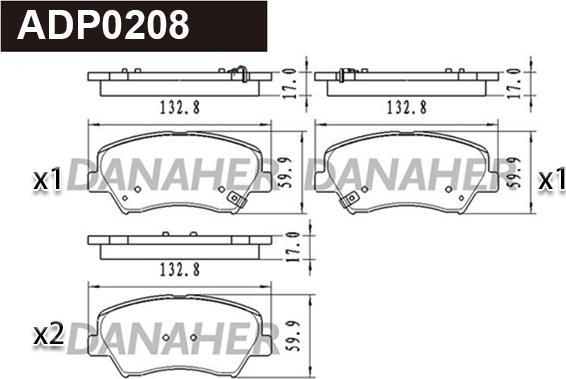 Danaher ADP0208 - Set placute frana,frana disc aaoparts.ro