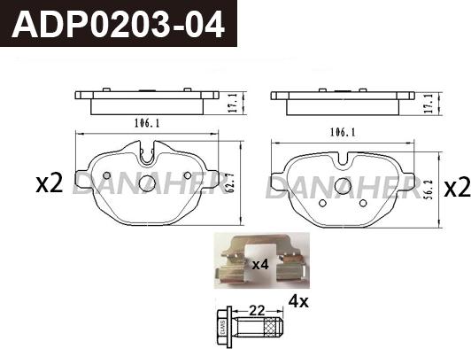 Danaher ADP0203-04 - Set placute frana,frana disc aaoparts.ro