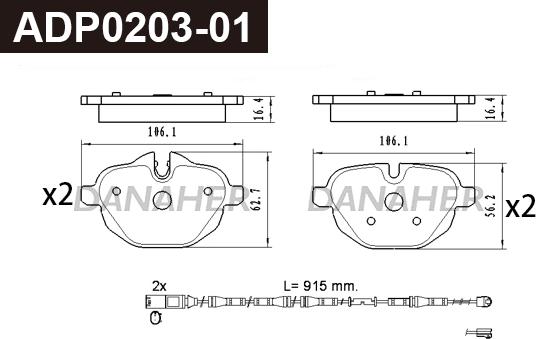 Danaher ADP0203-01 - Set placute frana,frana disc aaoparts.ro