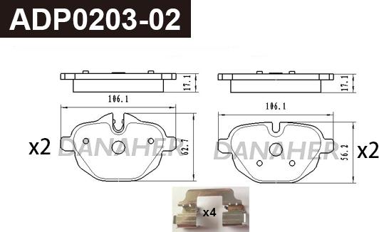 Danaher ADP0203-02 - Set placute frana,frana disc aaoparts.ro