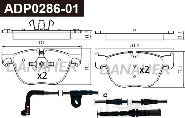 Danaher ADP0286-01 - Set placute frana,frana disc aaoparts.ro