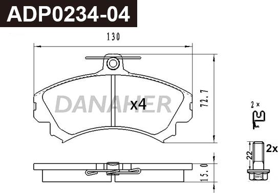 Danaher ADP0234-04 - Set placute frana,frana disc aaoparts.ro