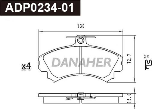 Danaher ADP0234-01 - Set placute frana,frana disc aaoparts.ro
