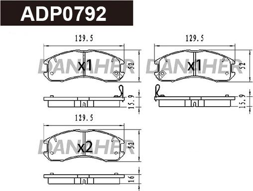 Danaher ADP0792 - Set placute frana,frana disc aaoparts.ro