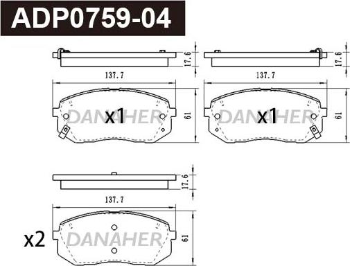 Danaher ADP0759-04 - Set placute frana,frana disc aaoparts.ro