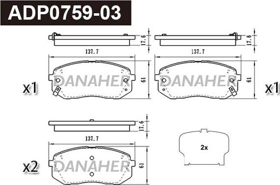Danaher ADP0759-03 - Set placute frana,frana disc aaoparts.ro