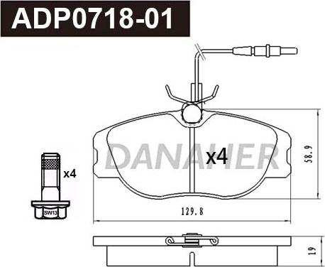 Danaher ADP0718-01 - Set placute frana,frana disc aaoparts.ro