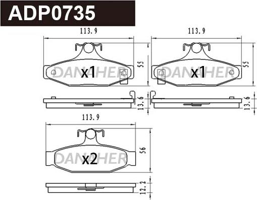 Danaher ADP0735 - Set placute frana,frana disc aaoparts.ro