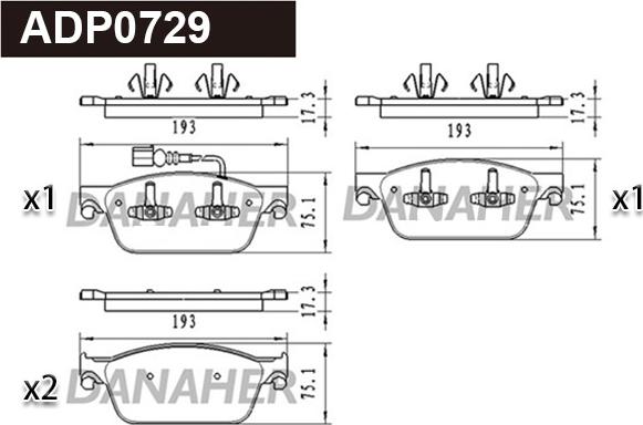 Danaher ADP0729 - Set placute frana,frana disc aaoparts.ro