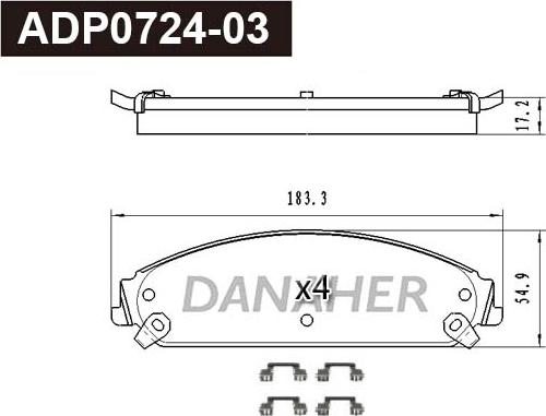 Danaher ADP0724-03 - Set placute frana,frana disc aaoparts.ro