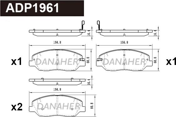 Danaher ADP1961 - Set placute frana,frana disc aaoparts.ro