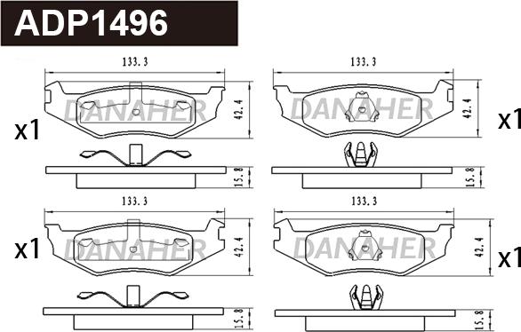 Danaher ADP1496 - Set placute frana,frana disc aaoparts.ro