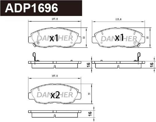 Danaher ADP1696 - Set placute frana,frana disc aaoparts.ro