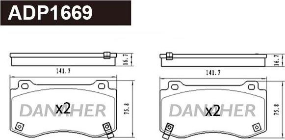 Danaher ADP1669 - Set placute frana,frana disc aaoparts.ro