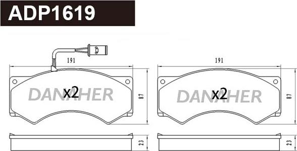 Danaher ADP1619 - Set placute frana,frana disc aaoparts.ro