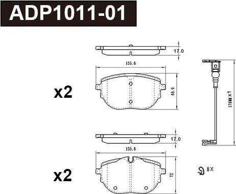 Danaher ADP1011-01 - Set placute frana,frana disc aaoparts.ro
