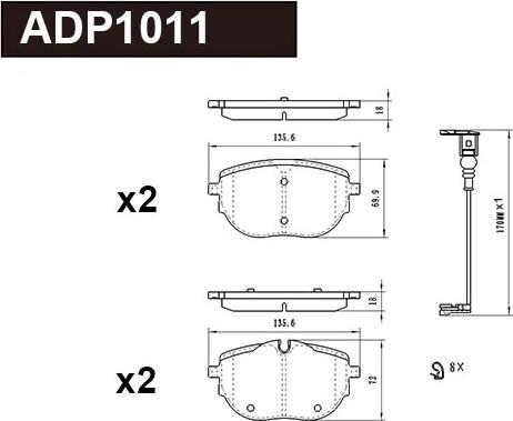 Danaher ADP1011 - Set placute frana,frana disc aaoparts.ro
