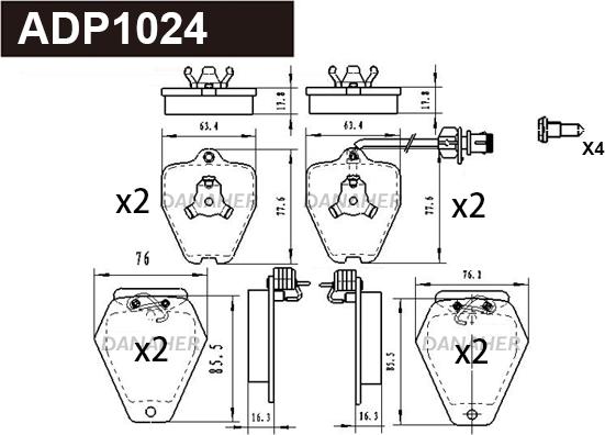 Danaher ADP1024 - Set placute frana,frana disc aaoparts.ro