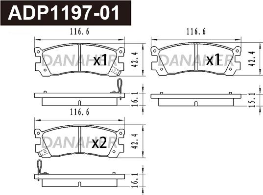 Danaher ADP1197-01 - Set placute frana,frana disc aaoparts.ro