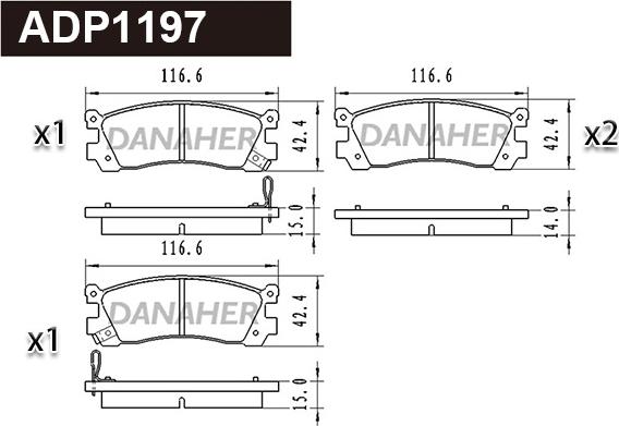 Danaher ADP1197 - Set placute frana,frana disc aaoparts.ro