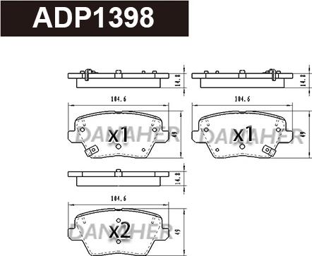 Danaher ADP1398 - Set placute frana,frana disc aaoparts.ro