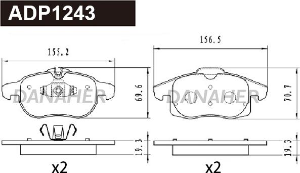 Danaher ADP1243 - Set placute frana,frana disc aaoparts.ro