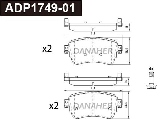 Danaher ADP1749-01 - Set placute frana,frana disc aaoparts.ro