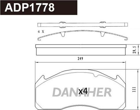 Danaher ADP1778 - Set placute frana,frana disc aaoparts.ro