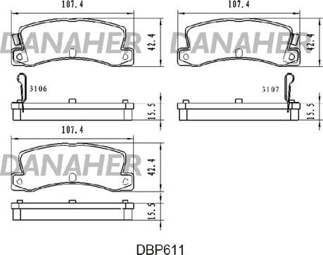 Danaher DBP611 - Set placute frana,frana disc aaoparts.ro