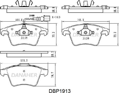 Danaher DBP1913 - Set placute frana,frana disc aaoparts.ro