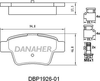 Danaher DBP1926-01 - Set placute frana,frana disc aaoparts.ro