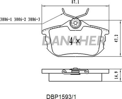 Danaher DBP1593/1 - Set placute frana,frana disc aaoparts.ro