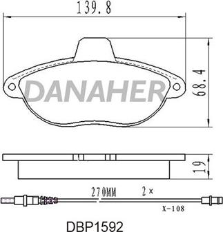 Danaher DBP1592 - Set placute frana,frana disc aaoparts.ro