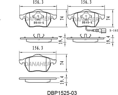 Danaher DBP1525-03 - Set placute frana,frana disc aaoparts.ro