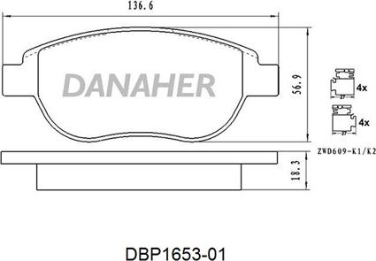 Danaher DBP1653-01 - Set placute frana,frana disc aaoparts.ro