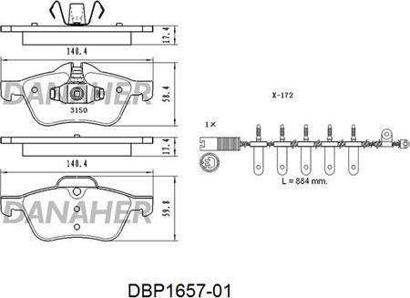 Danaher DBP1657-01 - Set placute frana,frana disc aaoparts.ro