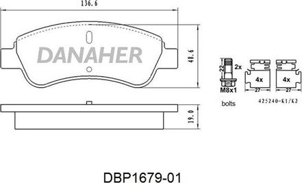 Danaher DBP1679-01 - Set placute frana,frana disc aaoparts.ro